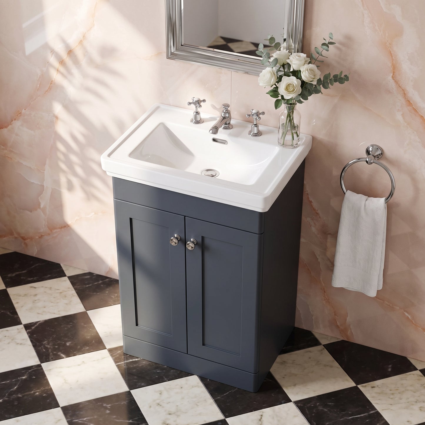 Fairford Laurel 500mm Floor Standing Satin Anthracite Vanity Unit - 3 Tap Hole