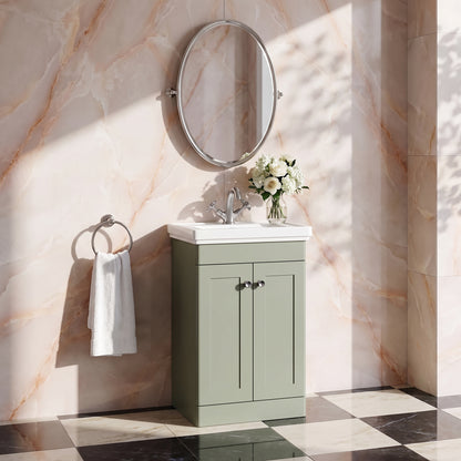 Fairford Laurel 500mm Floor Standing Satin Green Vanity Unit - 1 Tap Hole