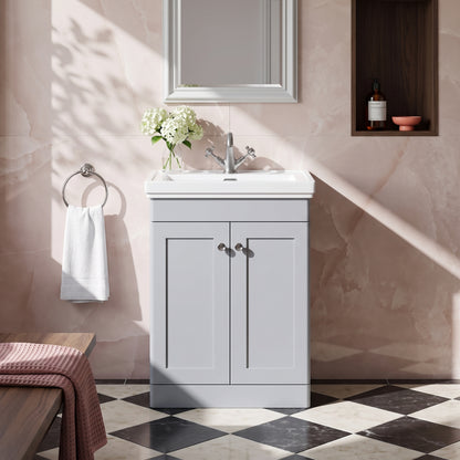 Fairford Laurel 600mm Floor Standing Satin Grey Vanity Unit - 1 Tap Hole