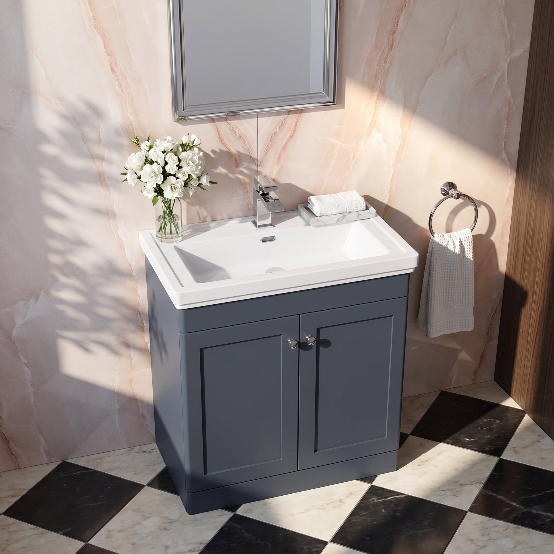 Fairford Laurel 800mm Floor Standing Satin Anthracite Vanity Unit - 1 Tap Hole