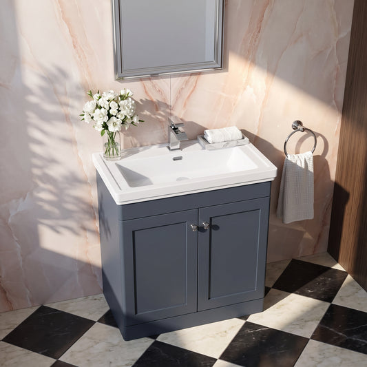 Fairford Laurel 800mm Floor Standing Satin Anthracite Vanity Unit - 1 Tap Hole