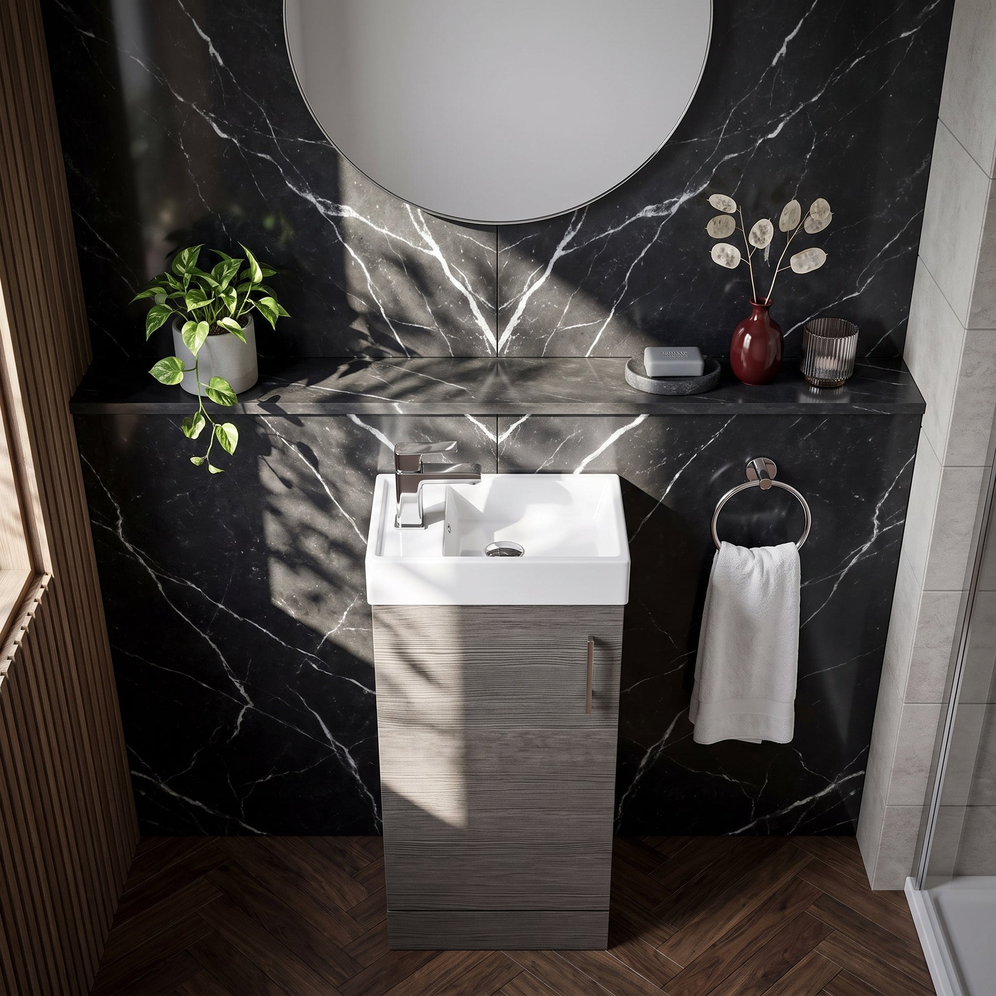Fairford Minimalist 400mm Grey Avola Floor Standing Vanity Unit