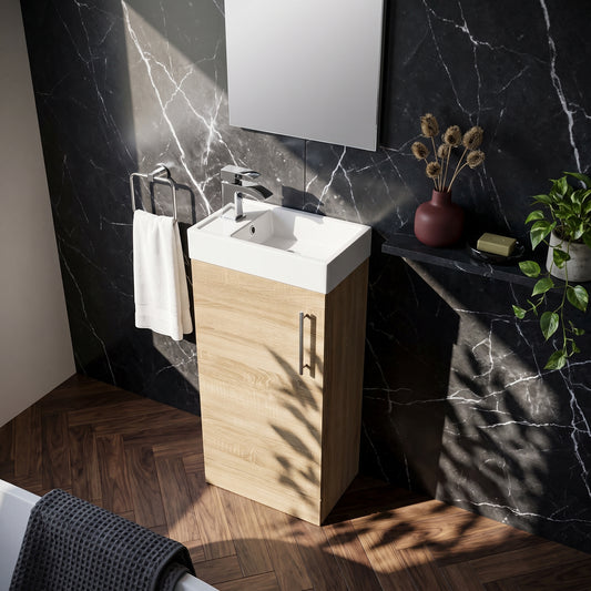 Fairford Minimalist 400mm Natural Oak Floor Standing Vanity Unit
