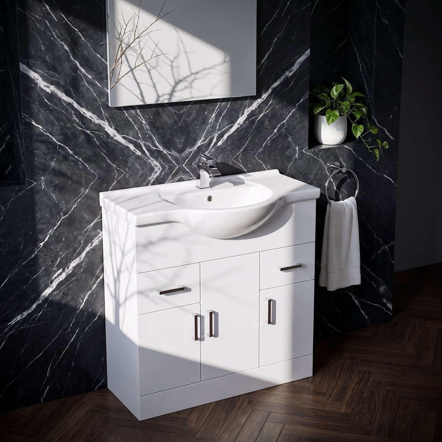 Fairford Opto 850mm Gloss White Vanity Unit