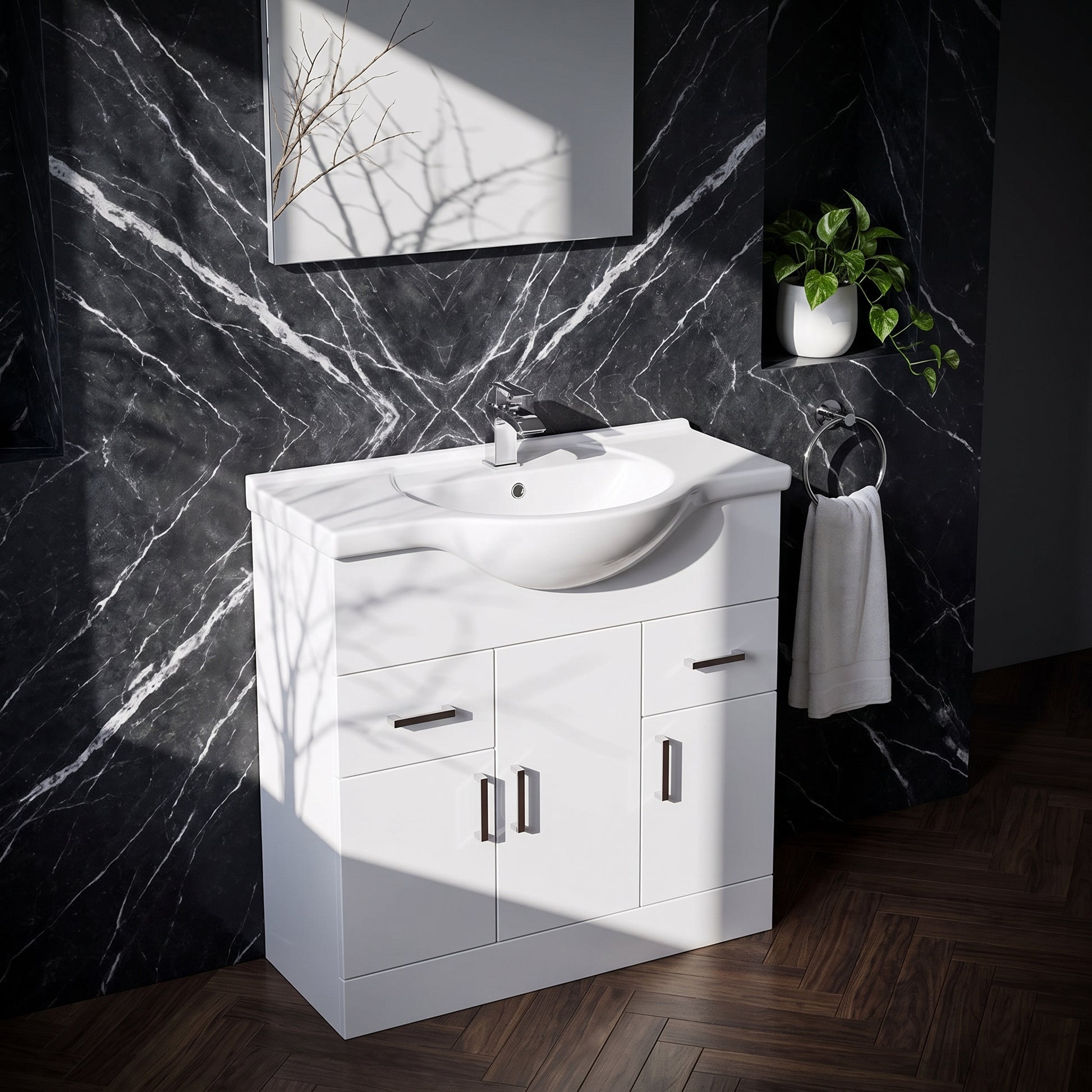 Fairford Opto 850mm Gloss White Vanity Unit