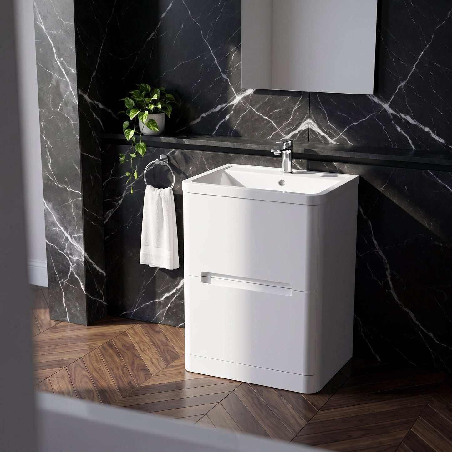Fairford Rox 600mm Satin White Floorstanding Vanity Unit