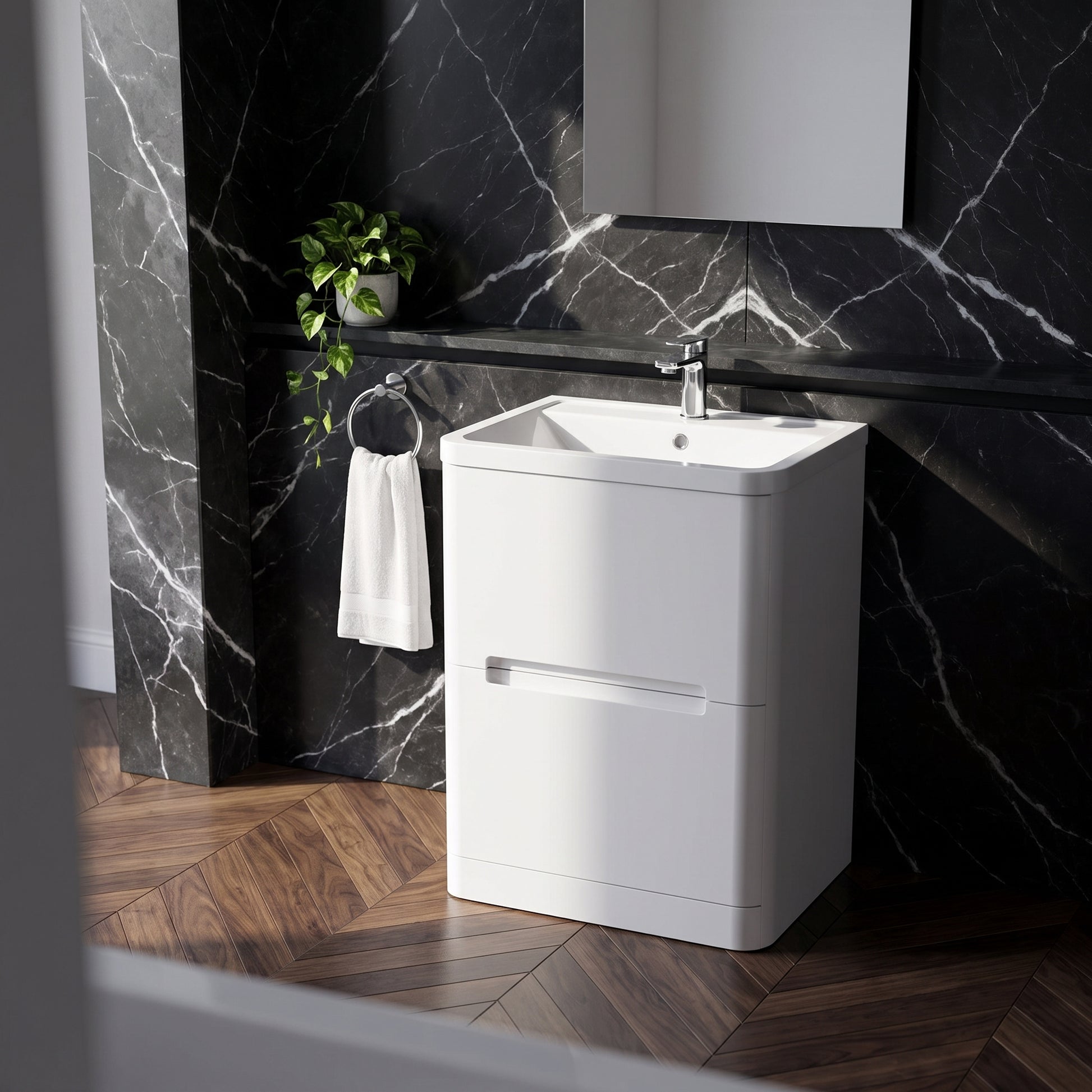 Fairford Rox 600mm Satin White Floorstanding Vanity Unit