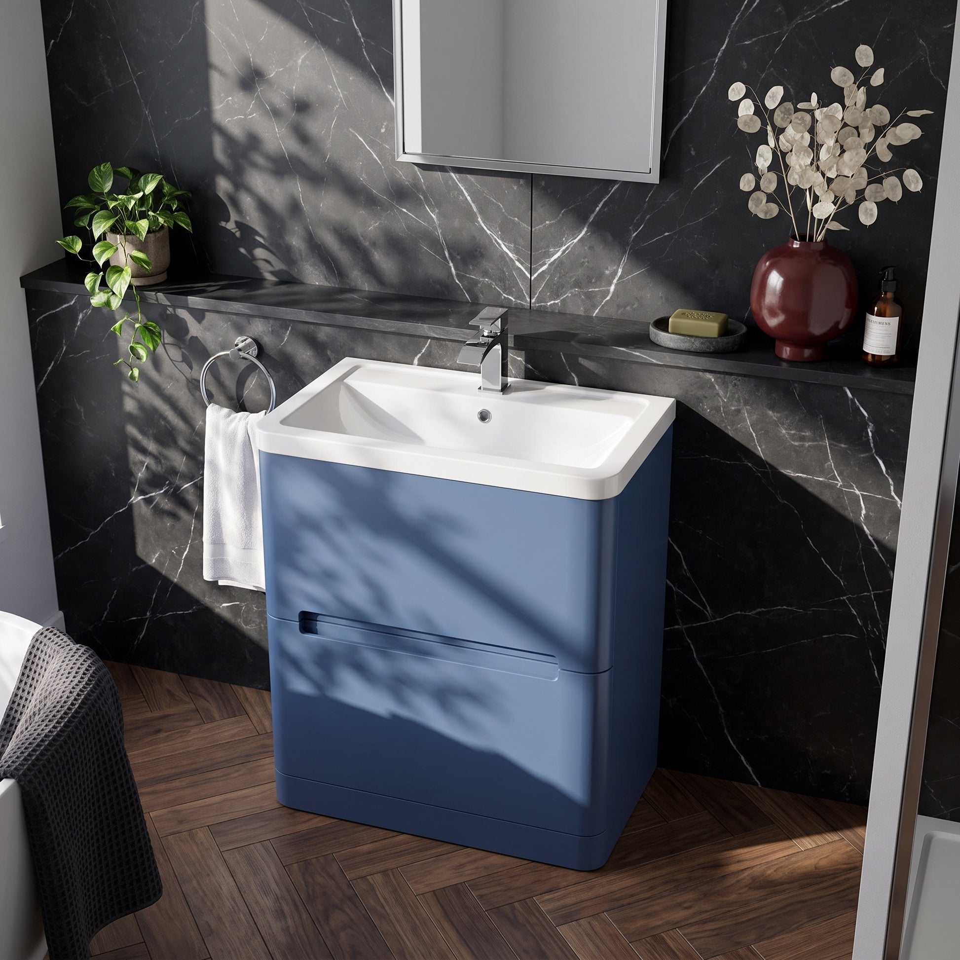 Fairford Rox 800mm Satin Blue Floorstanding Vanity Unit