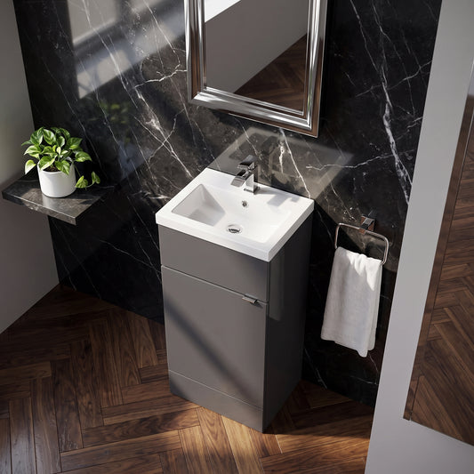 Fairford Union 400mm Full Depth Gloss Grey Vanity Unit