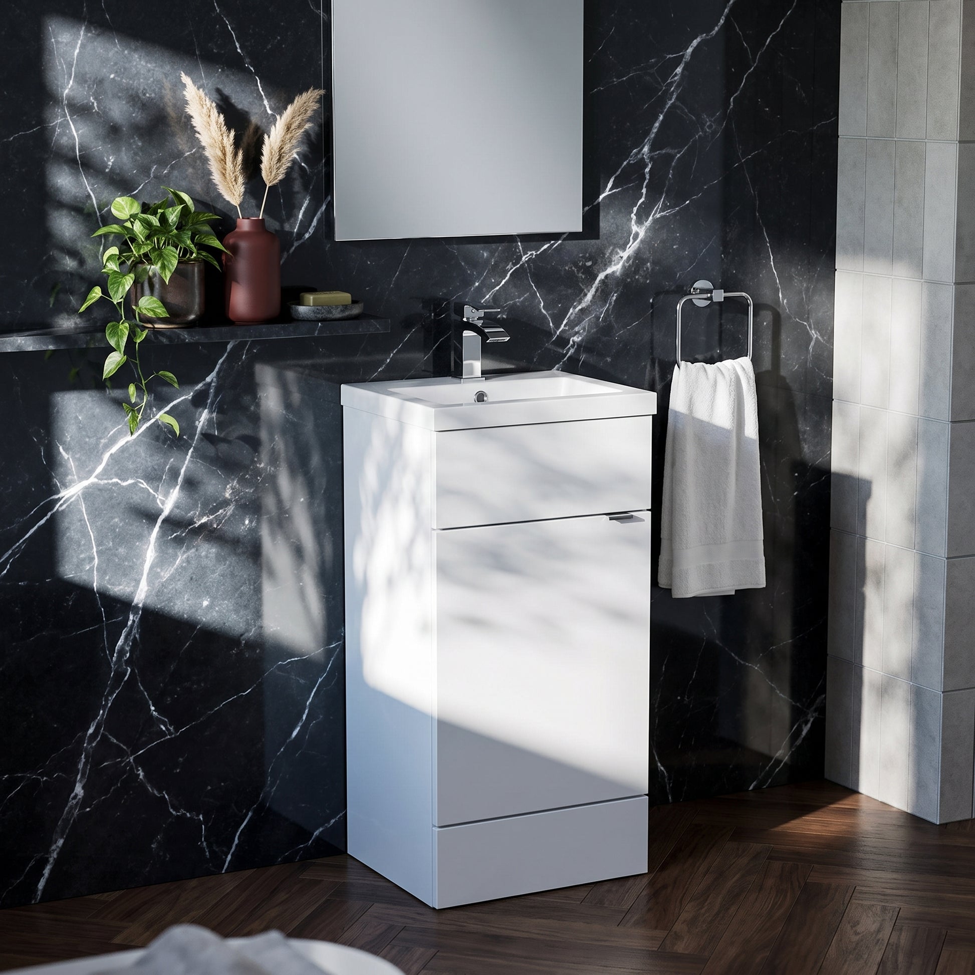 Fairford Union 400mm Full Depth Gloss White Vanity Unit