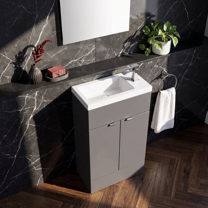 Fairford Union 500mm Slimline Gloss Grey Vanity Unit