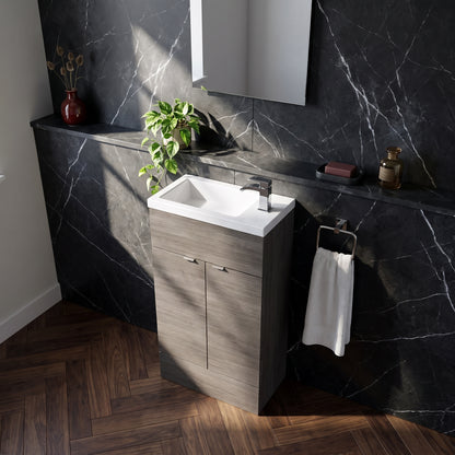 Fairford Union 500mm Slimline Grey Woodgrain Vanity Unit