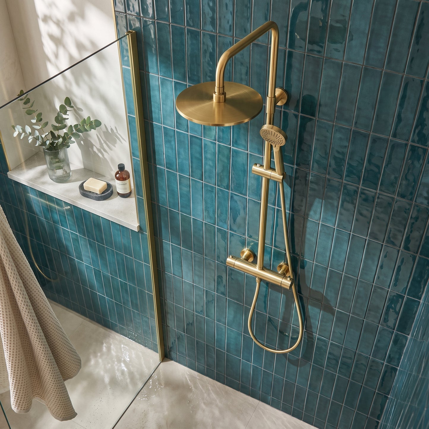 Fairford Element 5 Pro Brushed Brass Shower Kit, Dual O