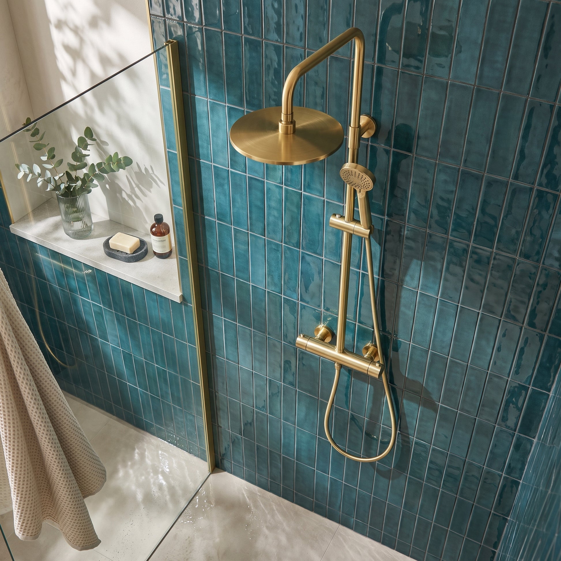 Fairford Element 5 Pro Brushed Brass Shower Kit, Dual O