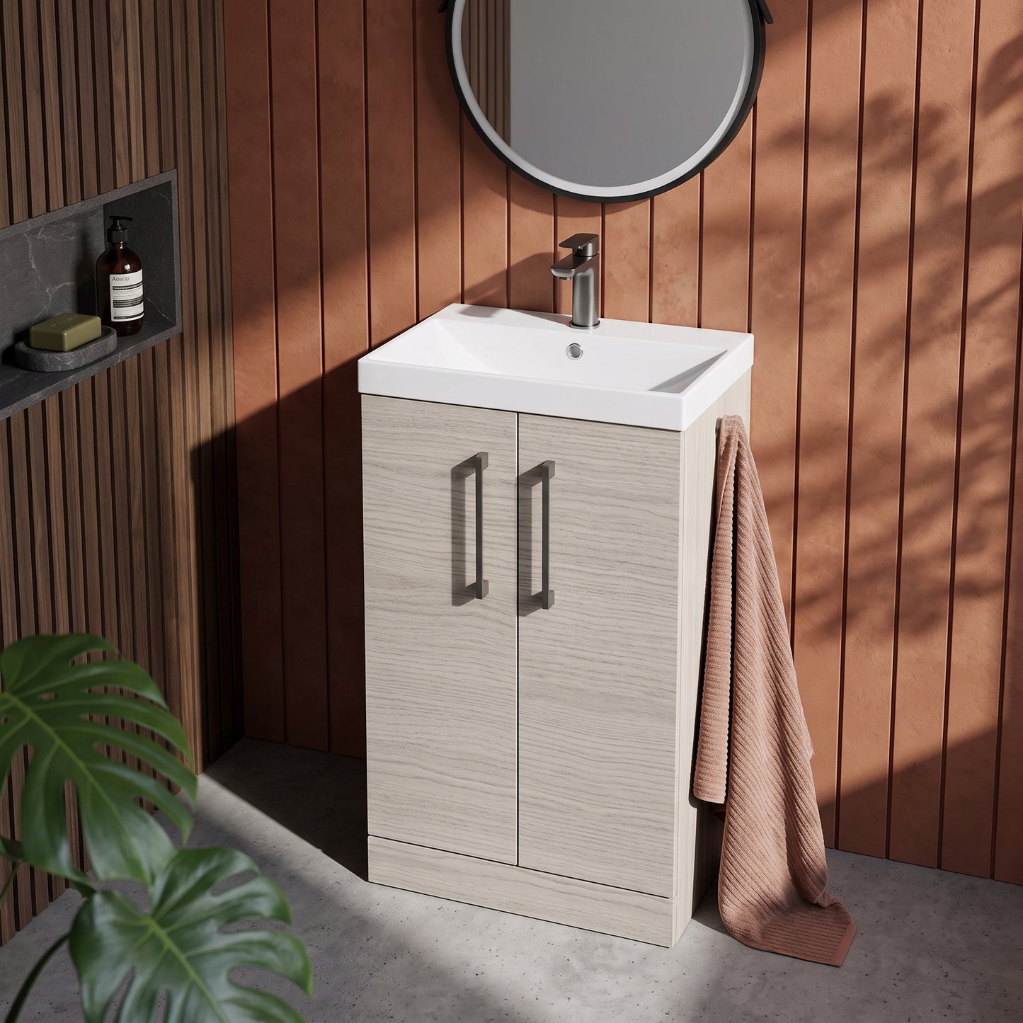 Fairford Aspri 2 500mm Solace Oak Floor Standing Vanity Unit