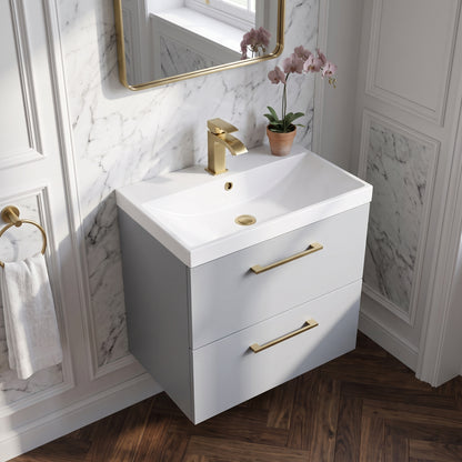 Fairford Aspri Satin Grey 600mm 2 Drawer Wall Hung Vanity Unit