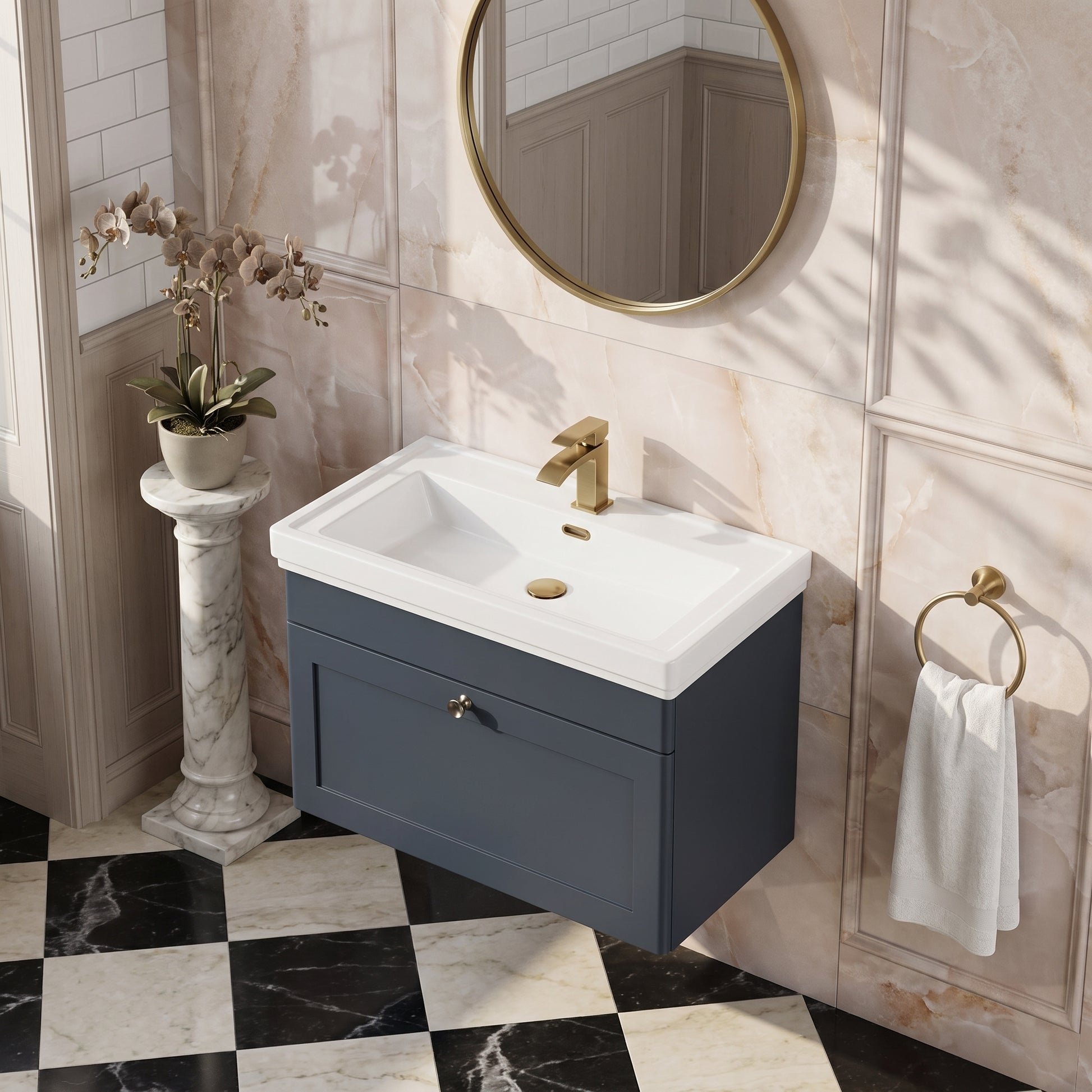Fairford Laurel 800mm Wall Hung Satin Anthracite Vanity Unit - 1 Tap Hole