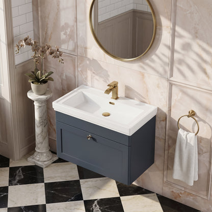 Fairford Laurel 800mm Wall Hung Satin Anthracite Vanity Unit - 1 Tap Hole