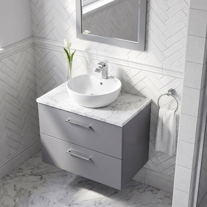 Fairford Aspri Satin Grey 800mm 2 Drawer Wall Hung Vanity Unit with Worktop