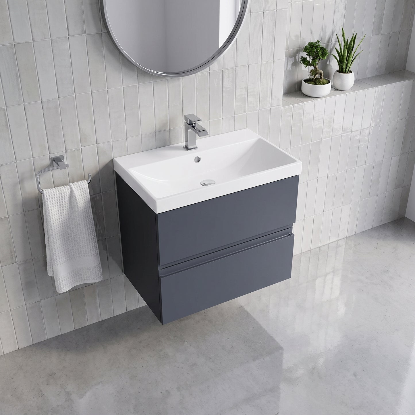 Fairford Finesse 600mm Soft Black Wall Hung 2-Drawer Vanity Unit