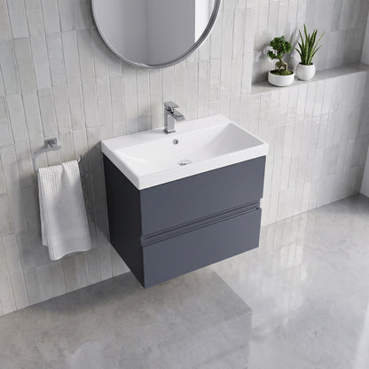Fairford Finesse 600mm Soft Black Wall Hung 2-Drawer Vanity Unit