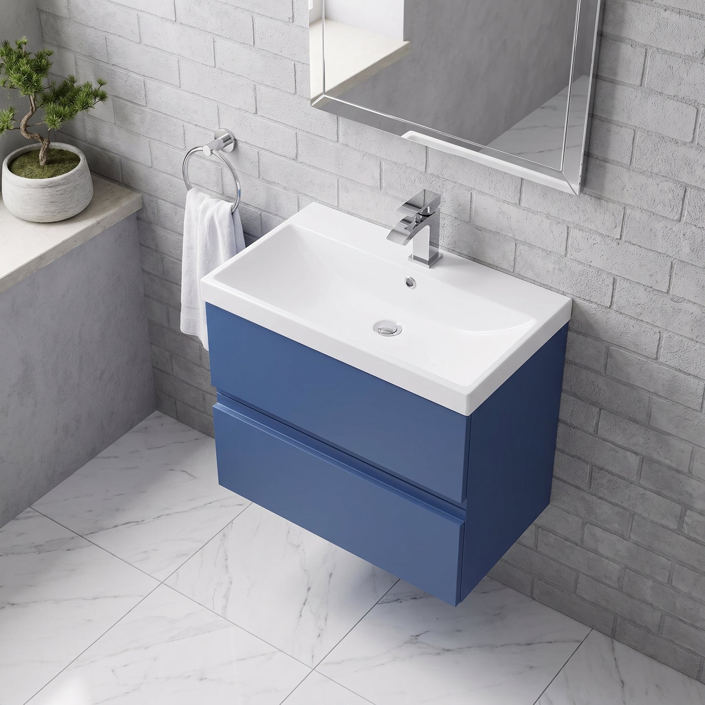 Fairford Finesse 800mm Satin Blue Wall Hung Vanity Unit