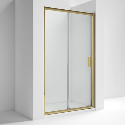 Fairford 6mm 1400mm Brushed Brass Sliding Shower Door