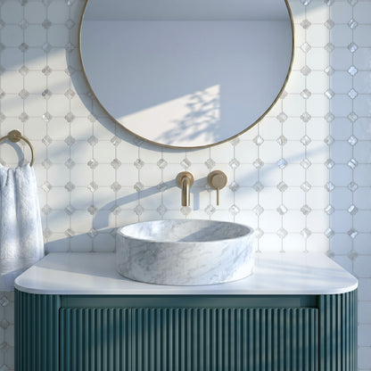 350 x 350mm Carrara Marble Round Vessel