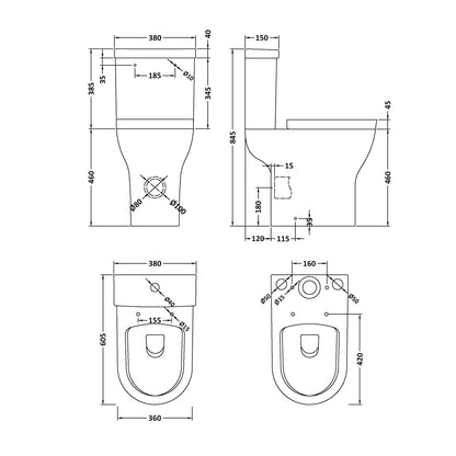 Fairford Sierra Comfort Height Close Coupled Toilet with Soft Close Seat