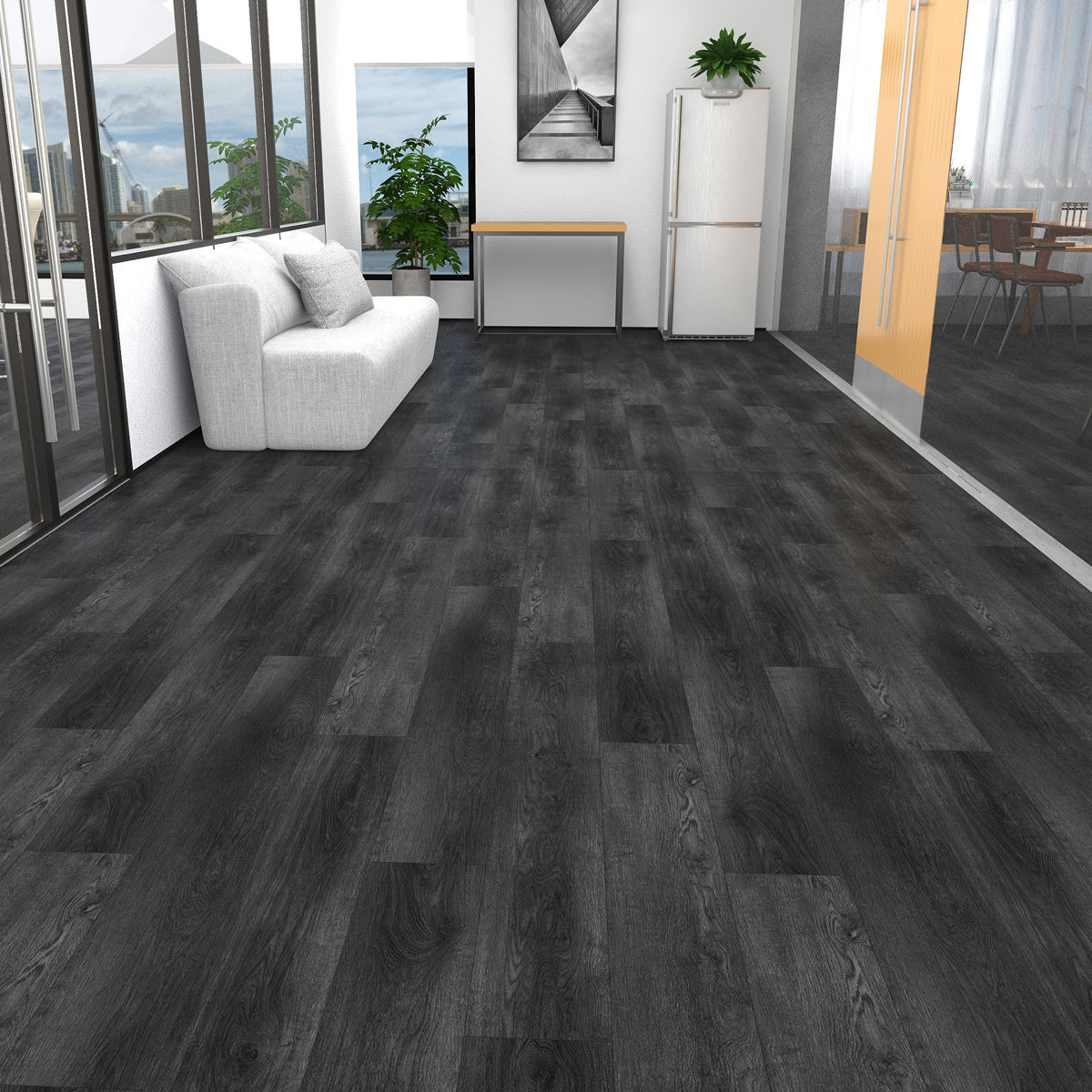 Rivato Anthracite 1220 x 183mm Solidcore Waterproof Click Flooring Planks (Pack of 8) - 1.79m Per Pack