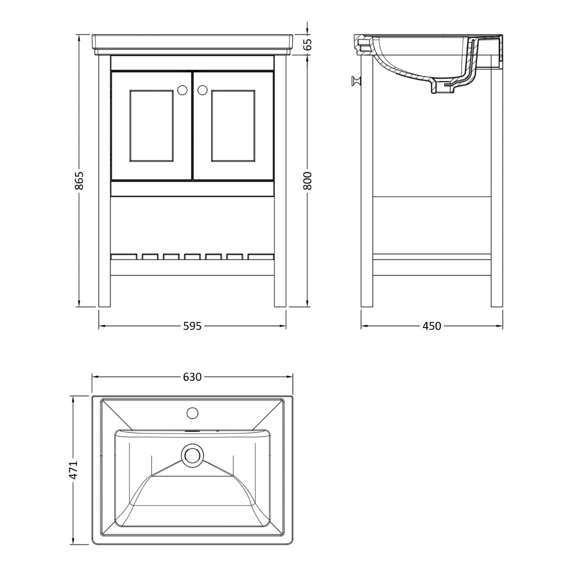 Fairford Juliette 600mm Pure White 1 Tap Hole Floorstanding Vanity Unit