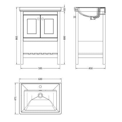 Fairford Juliette 600mm Pure White 1 Tap Hole Floorstanding Vanity Unit