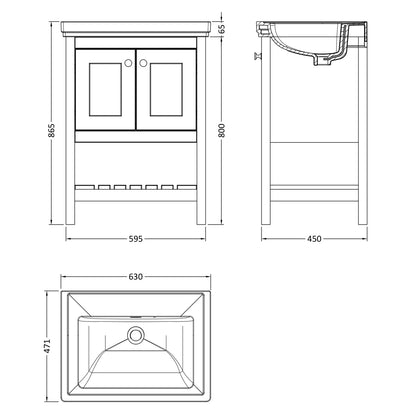 Fairford Juliette 600mm Pure White 0 Tap Hole Floorstanding Vanity Unit