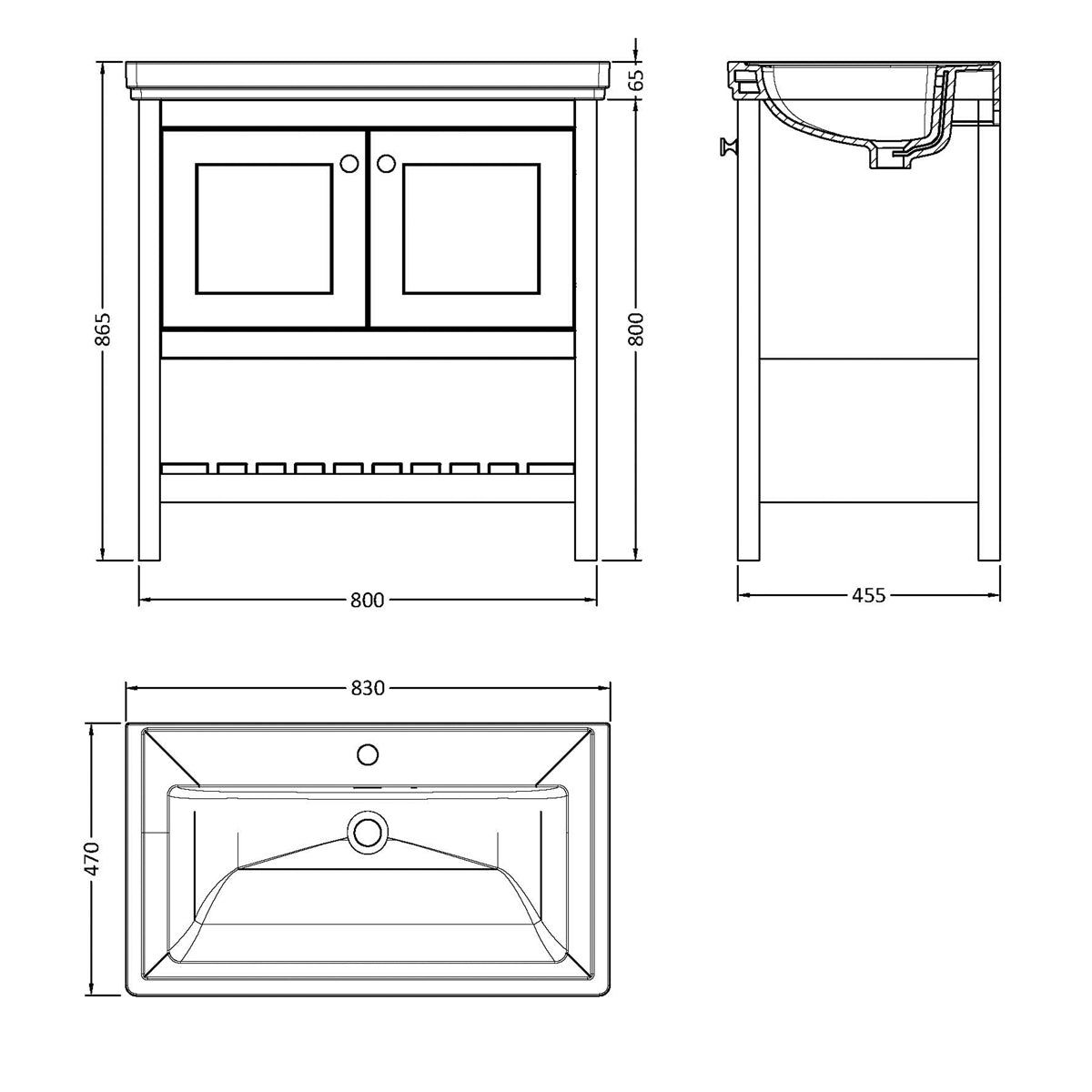Fairford Juliette 800mm Pure White 1 Tap Hole Floorstanding Vanity Unit