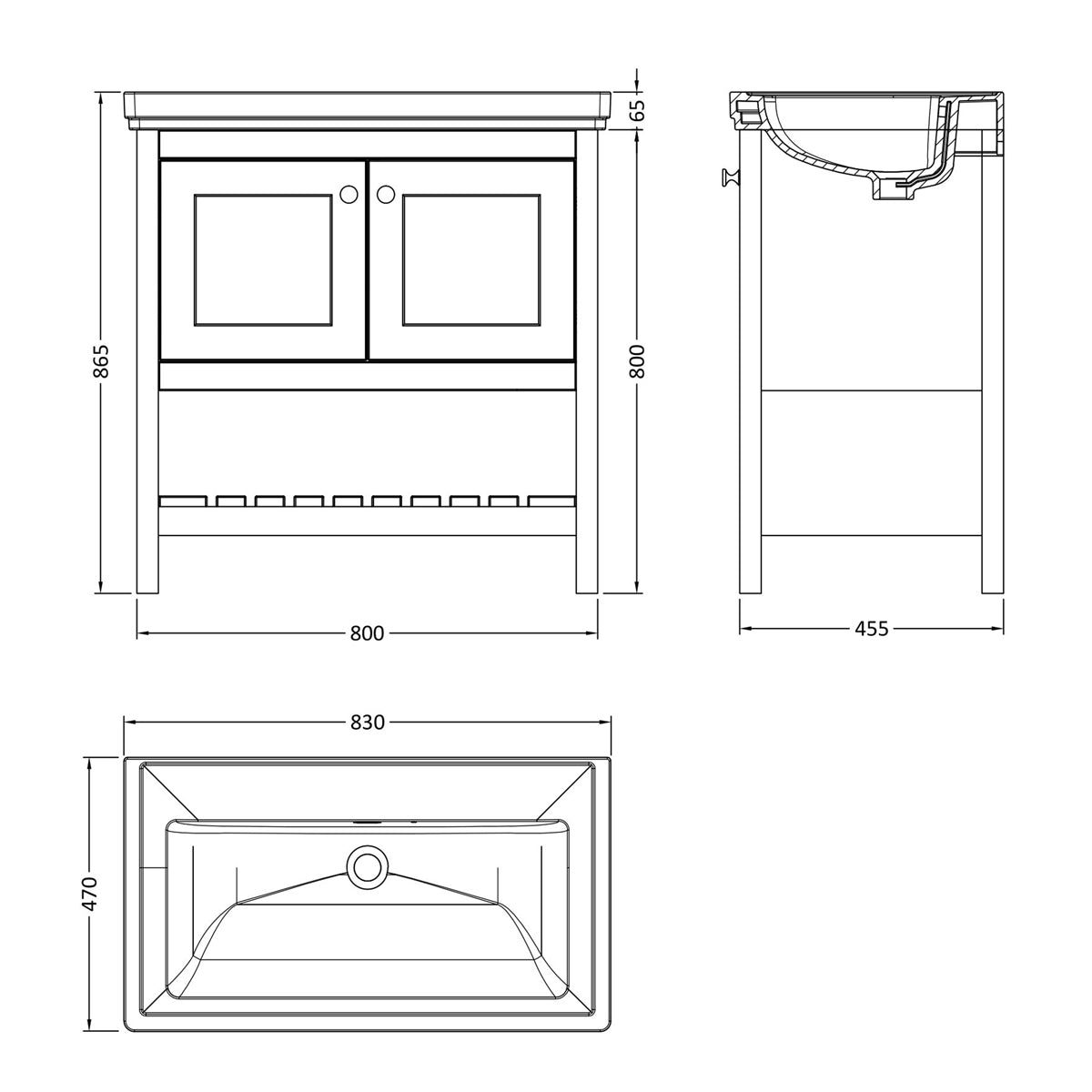 Fairford Juliette 800mm Pure White 0 Tap Hole Floorstanding Vanity Unit