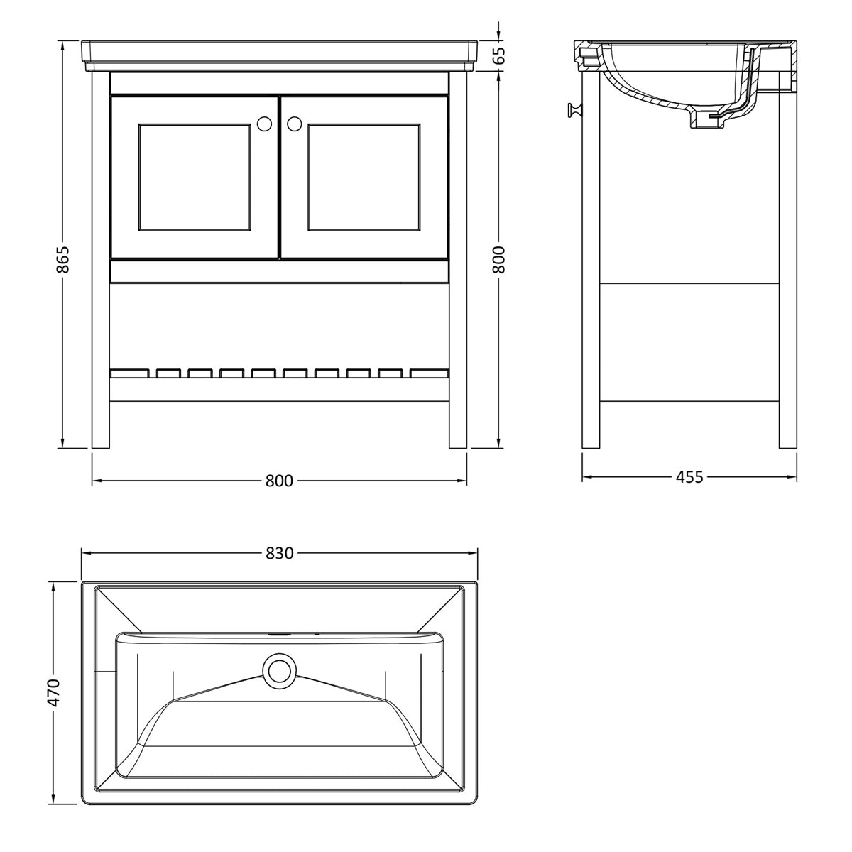 Fairford Juliette 800mm Cool Grey 0 Tap Hole Floorstanding Vanity Unit
