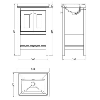 Fairford Juliette 500mm Indigo Blue 0 Tap Hole Floorstanding Vanity Unit