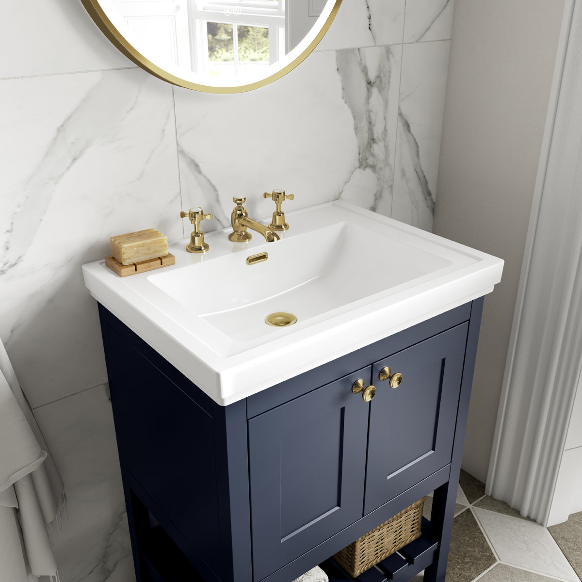 Fairford Juliette 800mm Indigo Blue 3 Tap Hole Floorstanding Vanity Unit