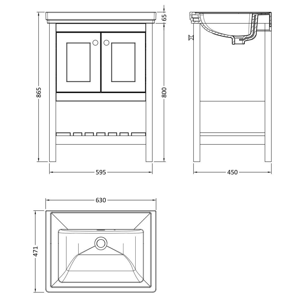 Fairford Juliette 600mm Indigo Blue 0 Tap Hole Floorstanding Vanity Unit