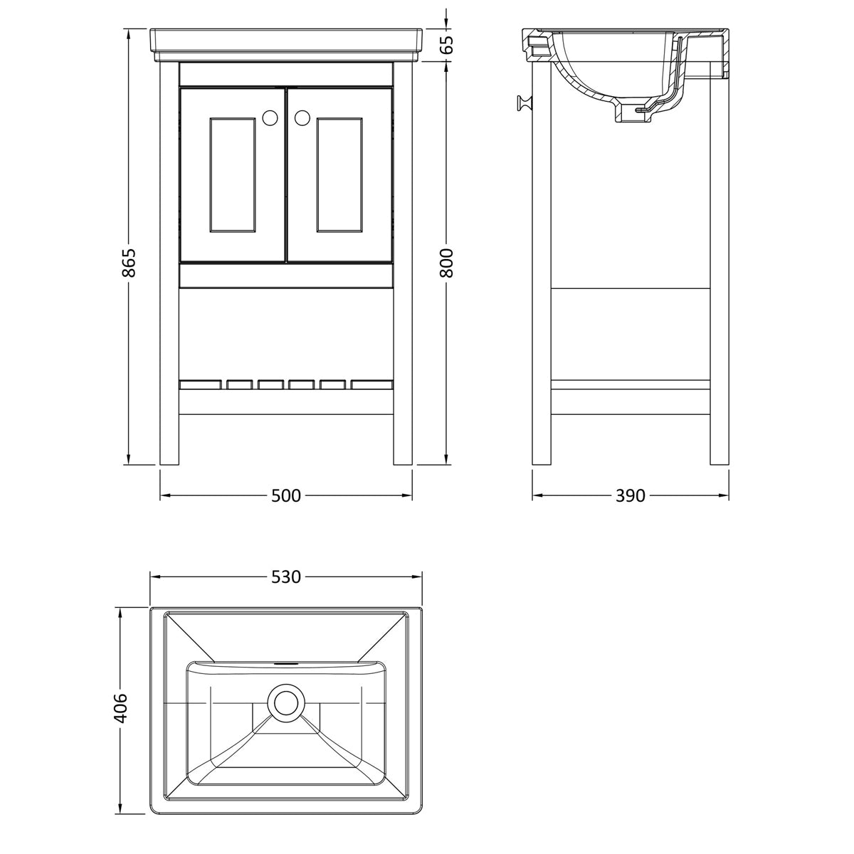 Fairford Juliette 500mm Fern Green 0 Tap Hole Floorstanding Vanity Unit