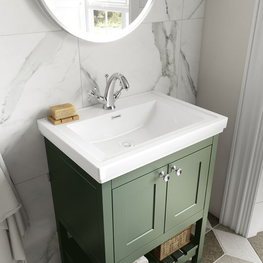 Fairford Juliette 800mm Fern Green 1 Tap Hole Floorstanding Vanity Unit