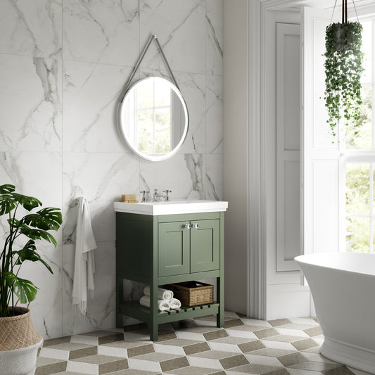 Fairford Juliette 500mm Fern Green 3 Tap Hole Floorstanding Vanity Unit