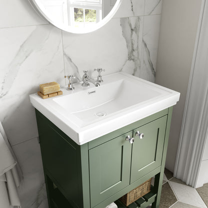 Fairford Juliette 800mm Fern Green 3 Tap Hole Floorstanding Vanity Unit