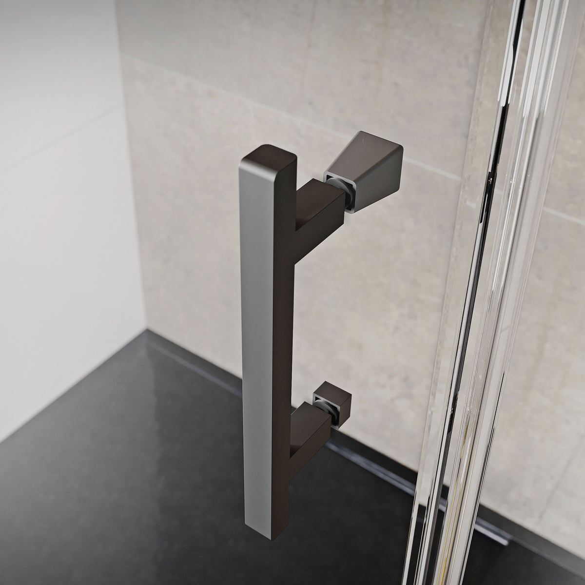 Fairford Pro 8 Black 900 x 1000mm Frameless 8mm Bi-Fold Door Rectangular Shower Enclosure
