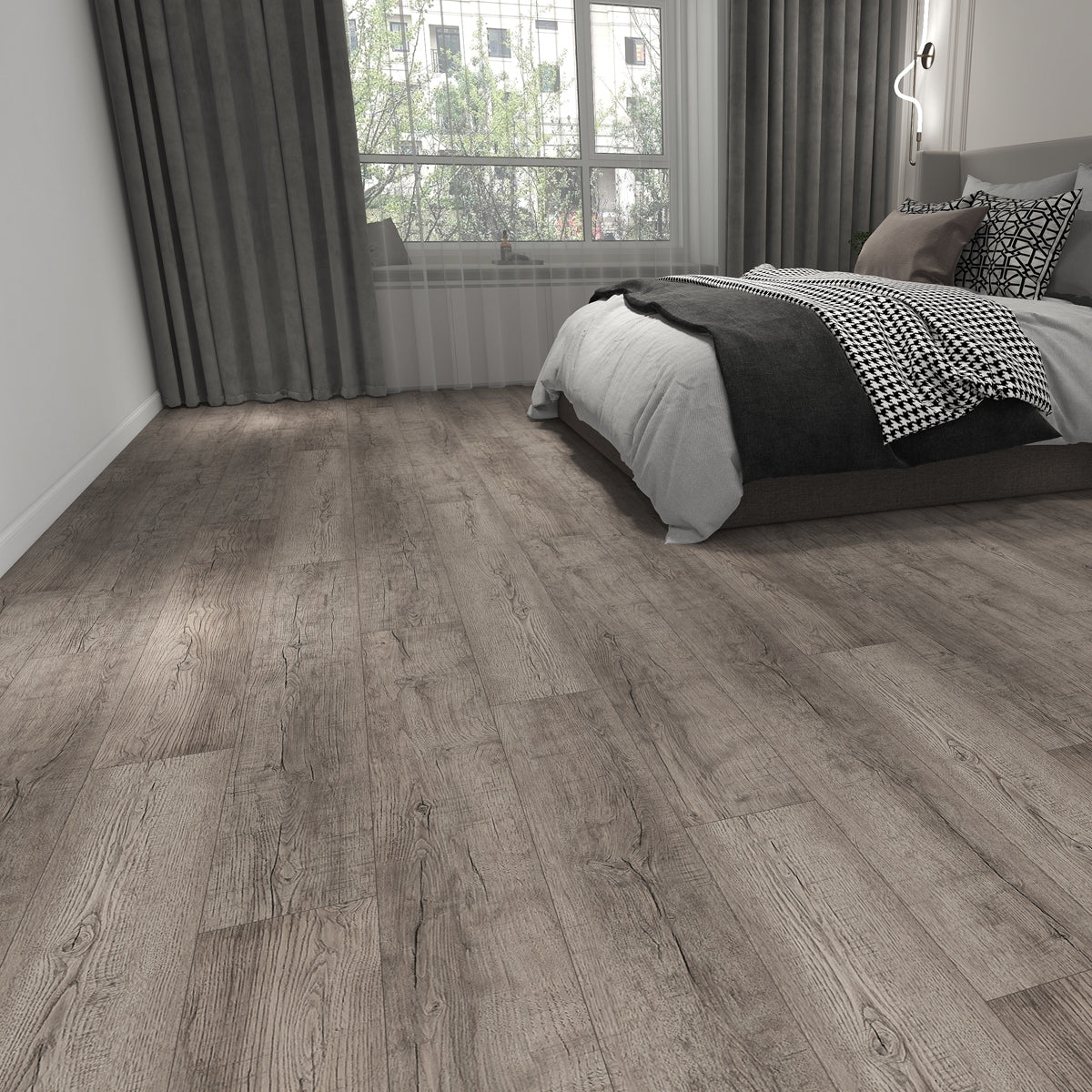 Rivato Grey Oak 1220 x 183mm Solidcore Waterproof Click Flooring Planks (Pack of 8) - 1.79m Per Pack