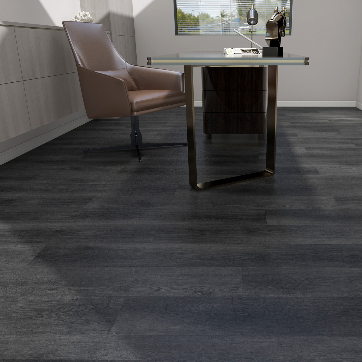 Rivato Anthracite 1220 x 183mm Solidcore Waterproof Click Flooring Planks (Pack of 8) - 1.79m Per Pack