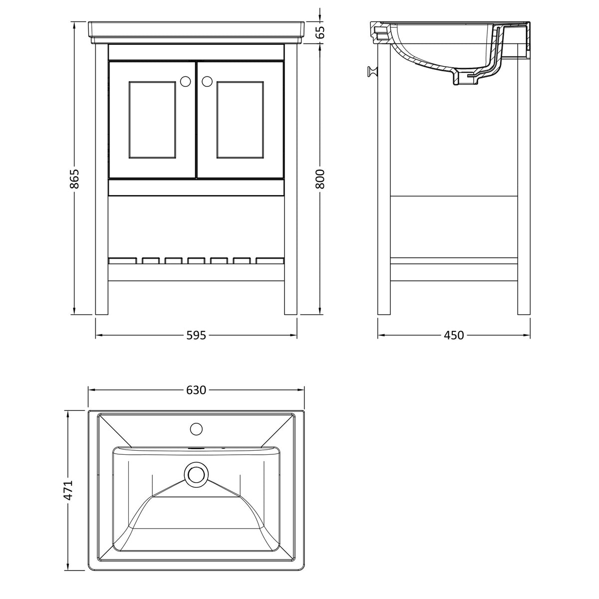 Fairford Juliette 600mm Indigo Blue 1 Tap Hole Floorstanding Vanity Unit