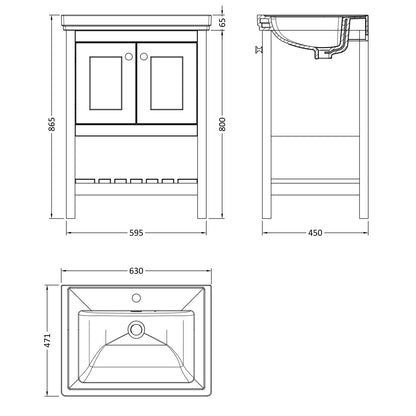 Fairford Juliette 600mm Indigo Blue 1 Tap Hole Floorstanding Vanity Unit