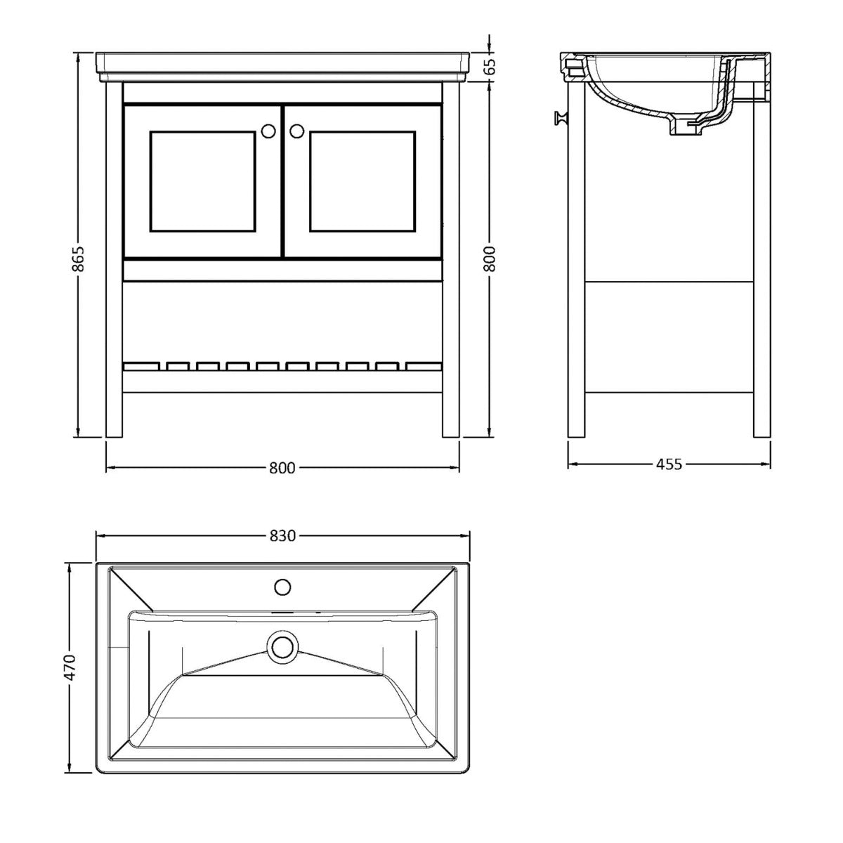 Fairford Juliette 800mm Indigo Blue 1 Tap Hole Floorstanding Vanity Unit
