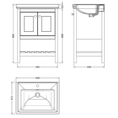 Fairford Juliette 600mm Fern Green 1 Tap Hole Floorstanding Vanity Unit